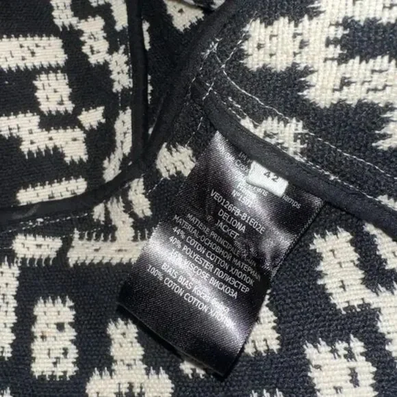Isabel Marant Deliona Printed Black/White Cotton Weave Pattern Jacket 42 10 L - Picture 7 of 9